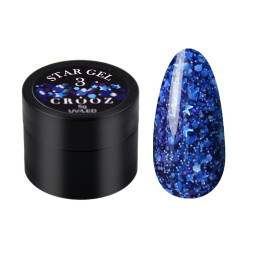 Гель для дизайну Crooz Star Gel 03 мікс блискіток та конфетті на синій основі 5 г