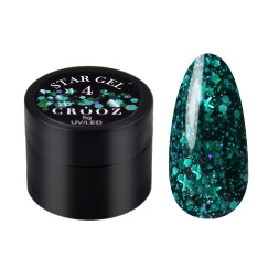 Гель для дизайну Crooz Star Gel 04 мікс блискіток та конфетті на зеленій основі 5 г