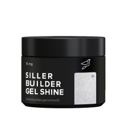 Гель камуфлирующий Siller Professional Builder Gel Shine 01 в баночке. голографическое серебро с шиммером. 15 мл