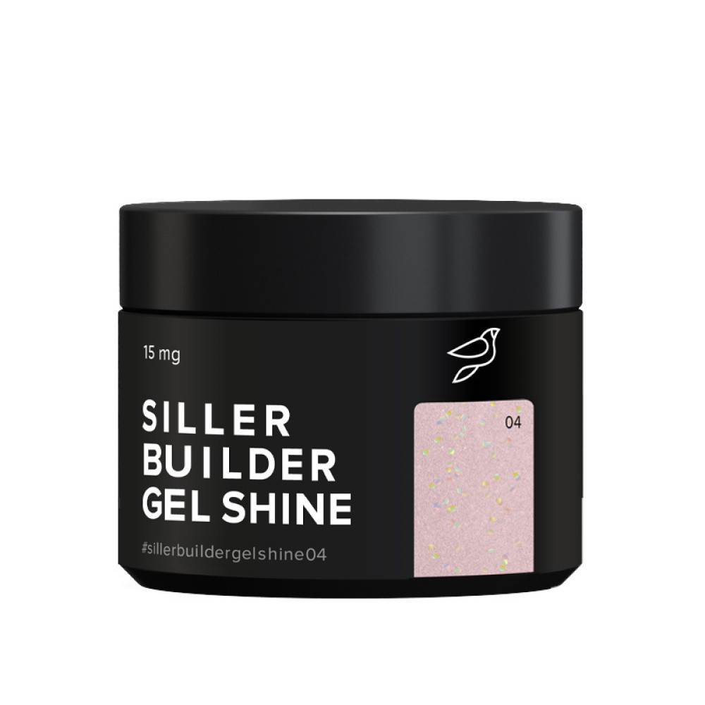 Гель камуфлюючий Siller Professional Builder Gel Shine 04 в баночці. персиково-бежевий із шимером. 15 мл
