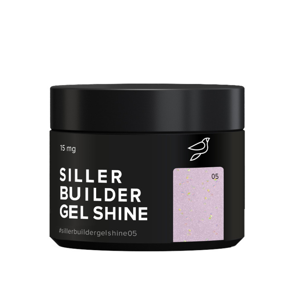 Гель камуфлюючий Siller Professional Builder Gel Shine 05 в баночці. рожевий із шимером. 15 мл