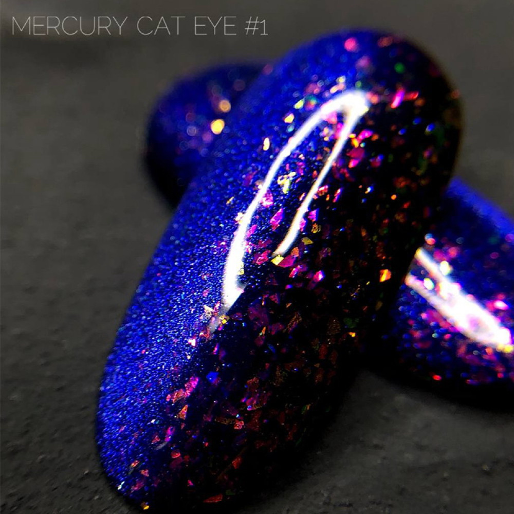 Гель-лак Crooz Cat Eye Mercury 01 сине-фиолетовый с поталью. 8 мл