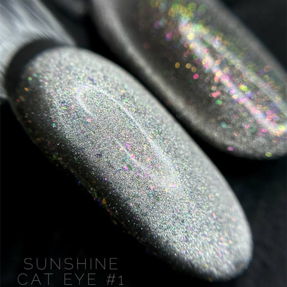 Гель-лак Crooz Cat Eye Sunshine 01 срібний з шимером. 8 мл