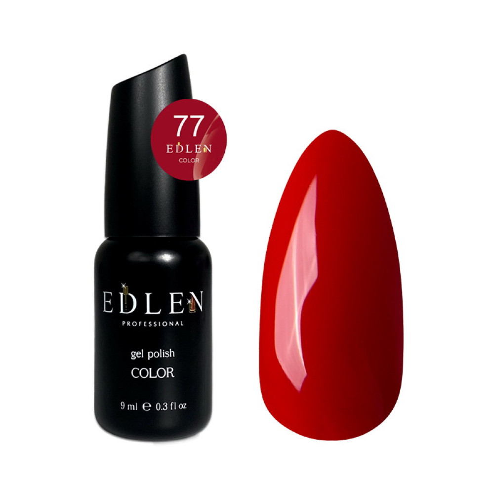 Гель-лак Edlen Professional 077 сочный красный. 9 мл