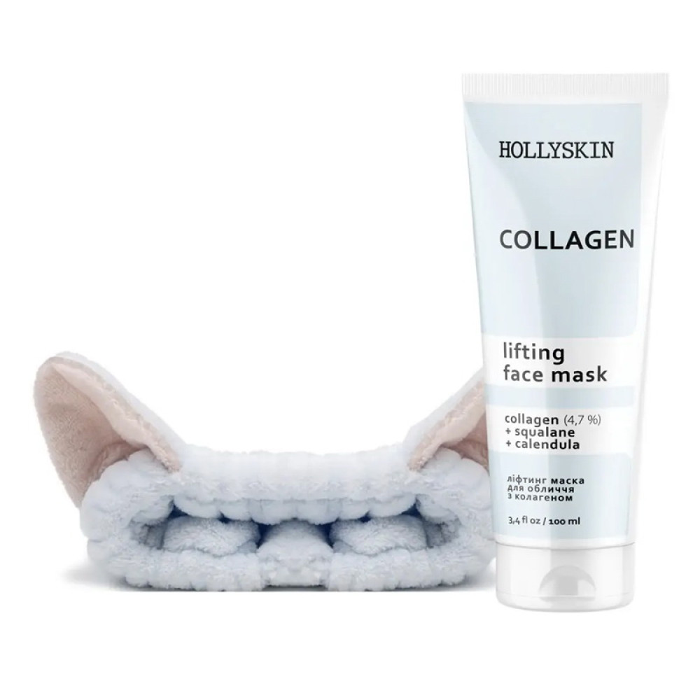Маска для лица Hollyskin Collagen Face Mask подтягивающая с коллагеном и косметической повязкой, 100 мл