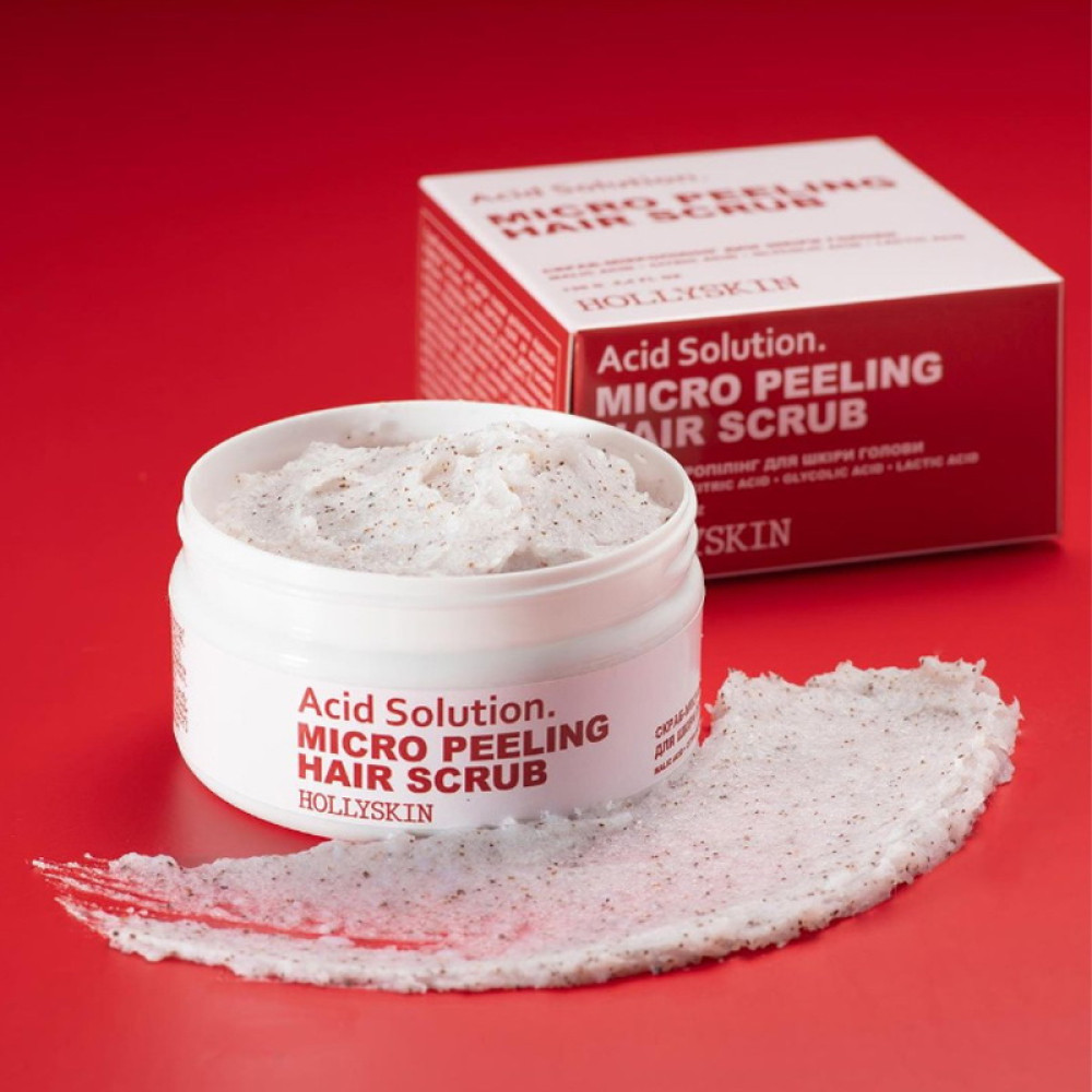 Скраб для кожи головы Hollyskin Acid Solution Micro Peeling Hair Scrub с кератином и маслом макадамии. 130 мл