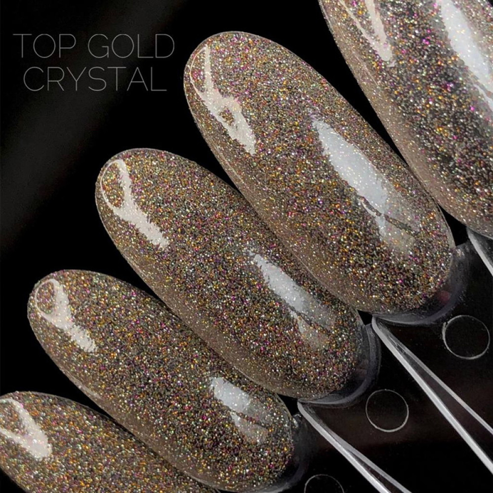 Топ для гель-лака без липкого слоя Crooz Crystal Top Gold с шиммером. 8 мл