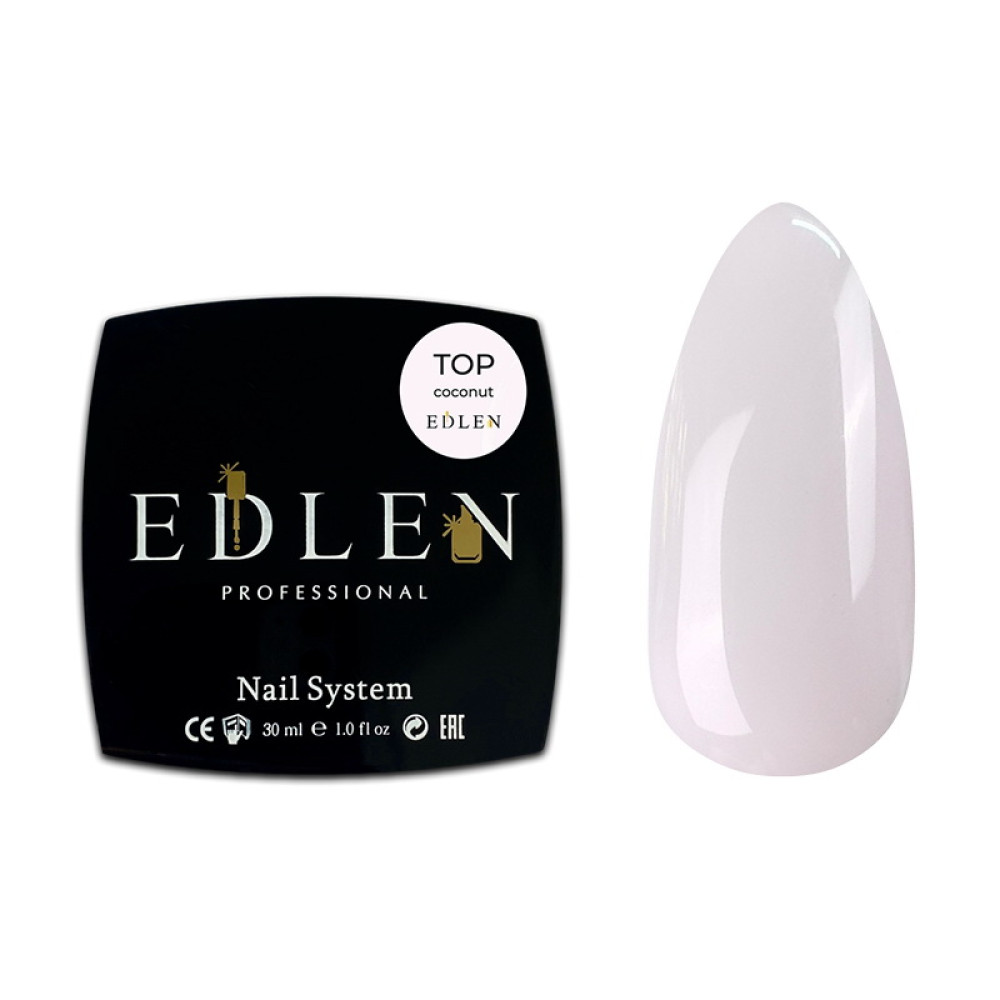 Топ для гель-лаку без липкого шару Edlen Professional Top Coconut No Wipe UV-Filters з УФ фільтром. рожевий. 30 мл