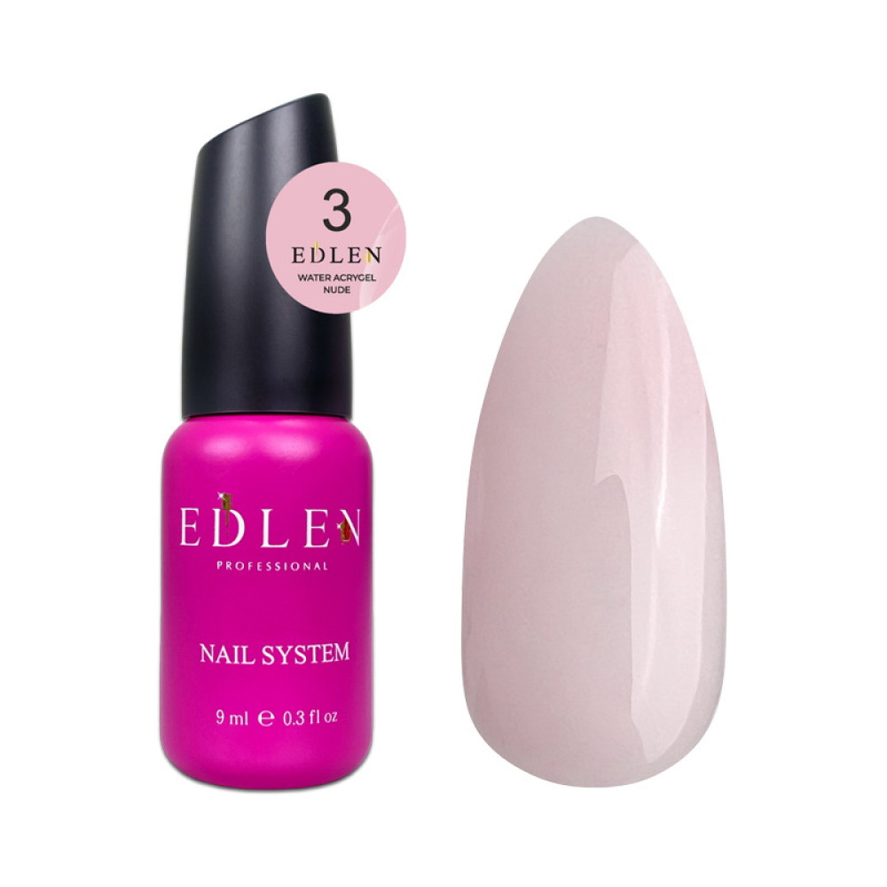 Жидкий гель Edlen Professional Water Acrygel Nude 03, розово-пудровый, 9 мл