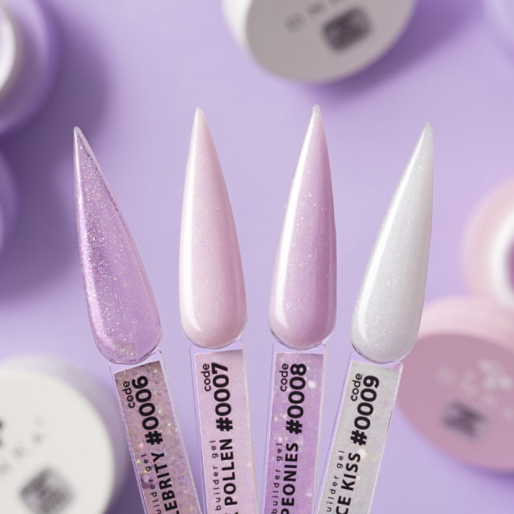 Гель для моделювання DNKa Builder Gel 0009 Ice Kiss молочний з шимером 30 мл