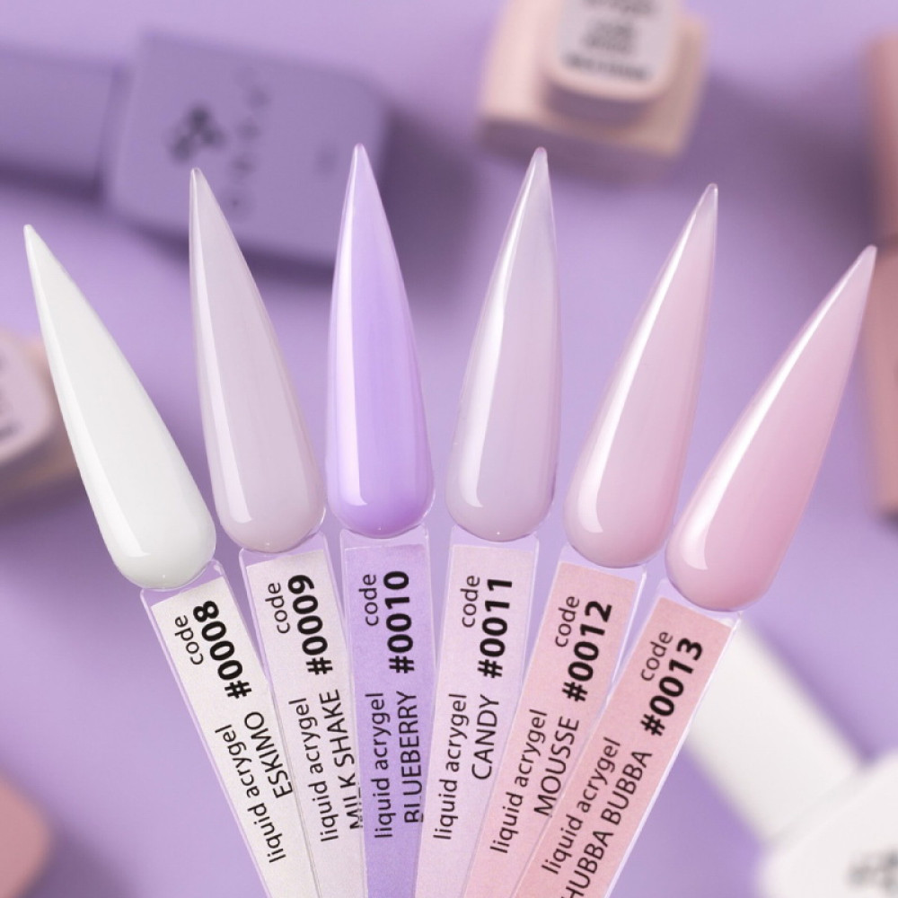 Жидкий гель DNKa Liquid Acrygel 0010 Blueberry для укрепления ногтей нежный сиреневый 12 мл