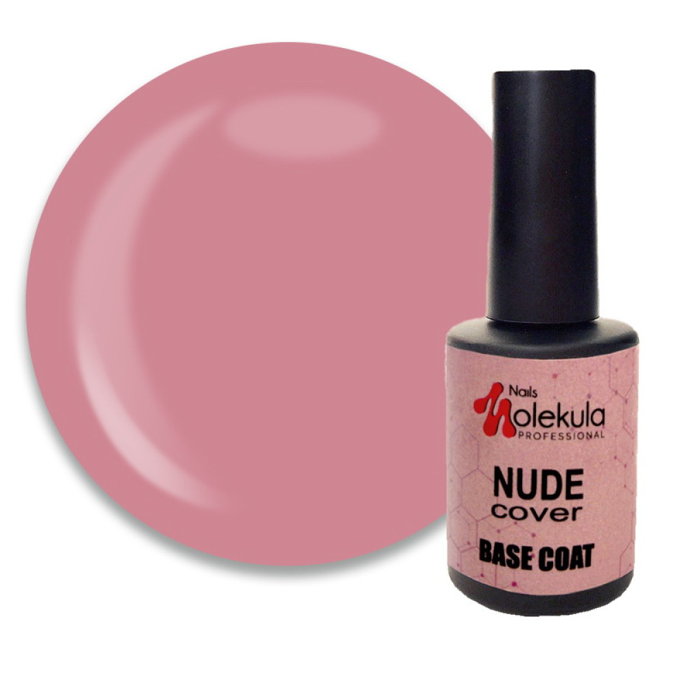База камуфлирующая для гель-лака Nails Molekula Base Coat Rubber Nude Cover. розово-коричневая. 12мл