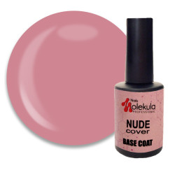 База камуфлирующая для гель-лака Nails Molekula Base Coat Rubber Nude Cover, розово-коричневая, 12мл