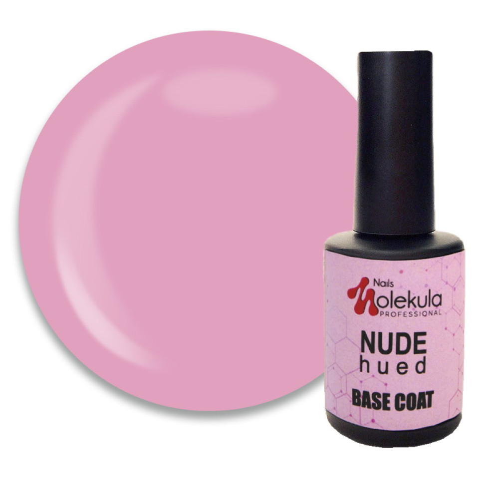 База камуфлирующая для гель-лака Nails Molekula Base Coat Rubber Nude Hued. розовая. 12 мл
