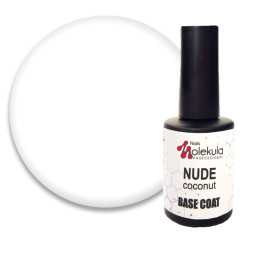 База камуфлирующая для гель-лака Nails Molekula Base Coat Rubber Nude Coconut. белая. 12 мл