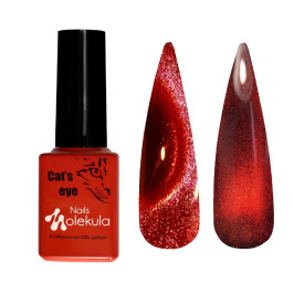 Гель-лак Nails Molekula 9D Cats Eye 906 бордово-красный с объемным бликом. 6 мл