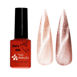 Гель-лак Nails Molekula 9D Quartz Cats Eye 910 кофейно-розовый. с розово-серебристым кварцевым бликом. 6 мл