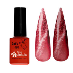 Гель-лак Nails Molekula 9D Quartz Cats Eye 912 малиново-бордовый. с малиново-серебристым кварцевым бликом. 6 мл