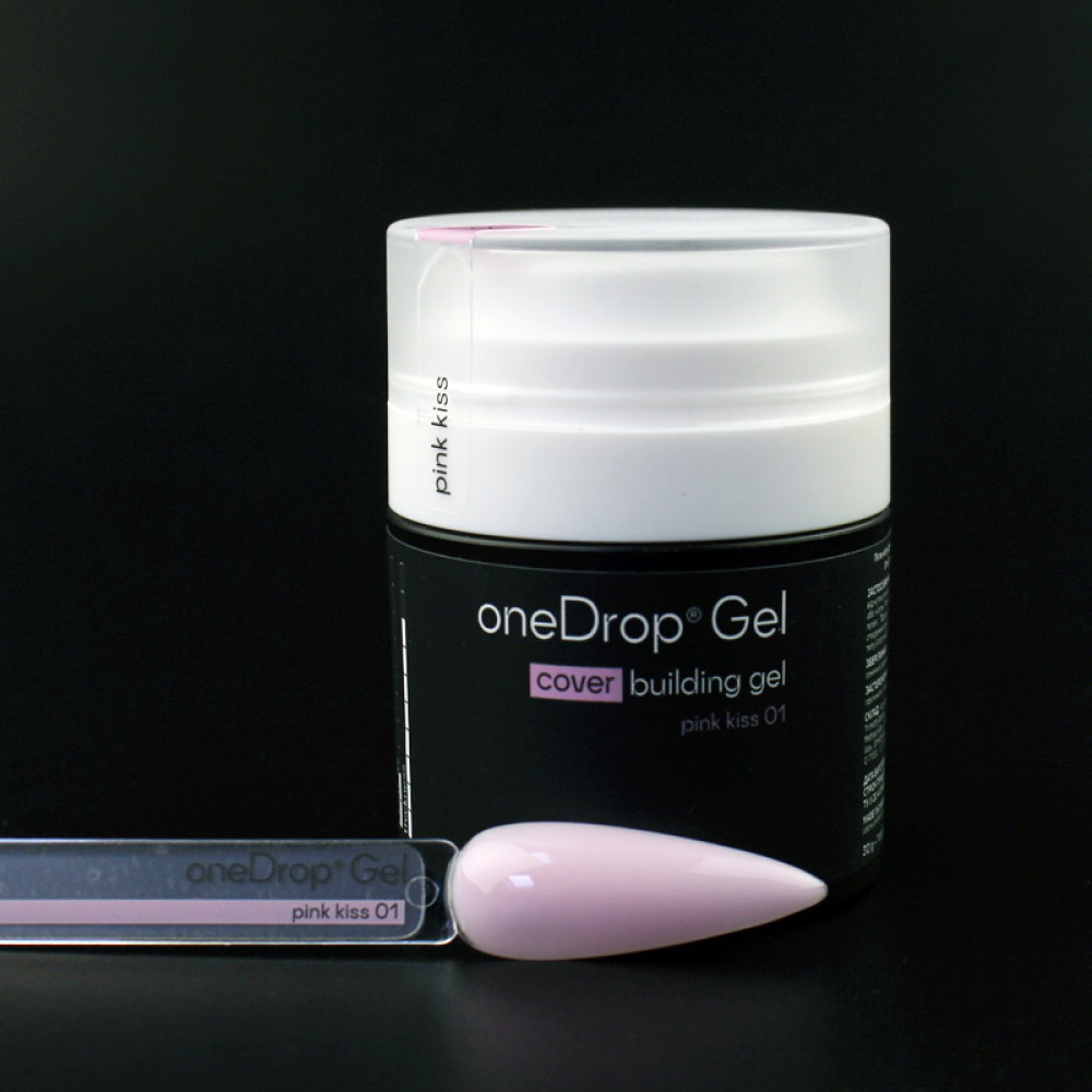Гель строительный камуфлирующий Adore Professional One Drop Gel 01 Pink Kiss, прохладно розовый, с вакуумной помпой, 30 г