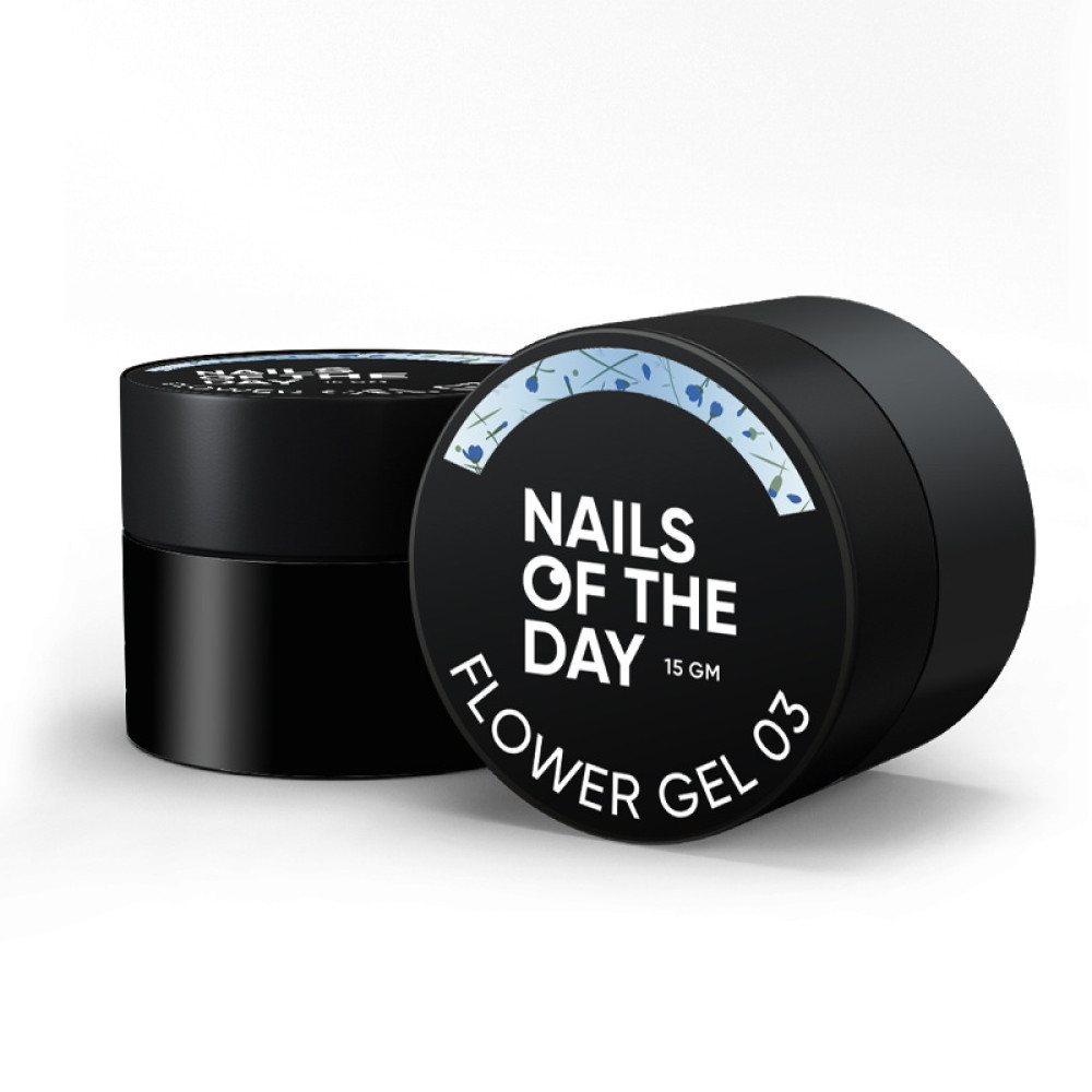 Гель строительный Nails Of The Day Flower Gel 03 с сухоцветами. голубой. 15 мл