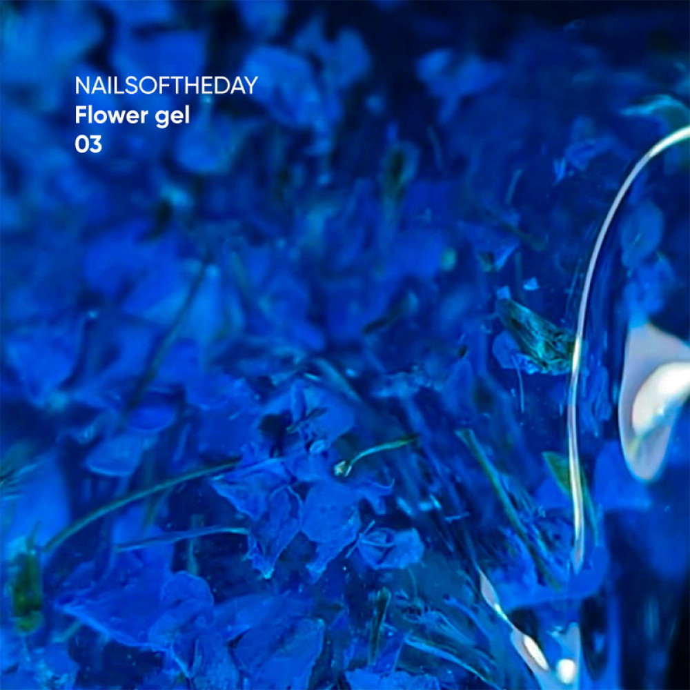 Гель будівельний Nails Of The Day Flower Gel 03 з сухоцвітами. блакитний. 15 мл