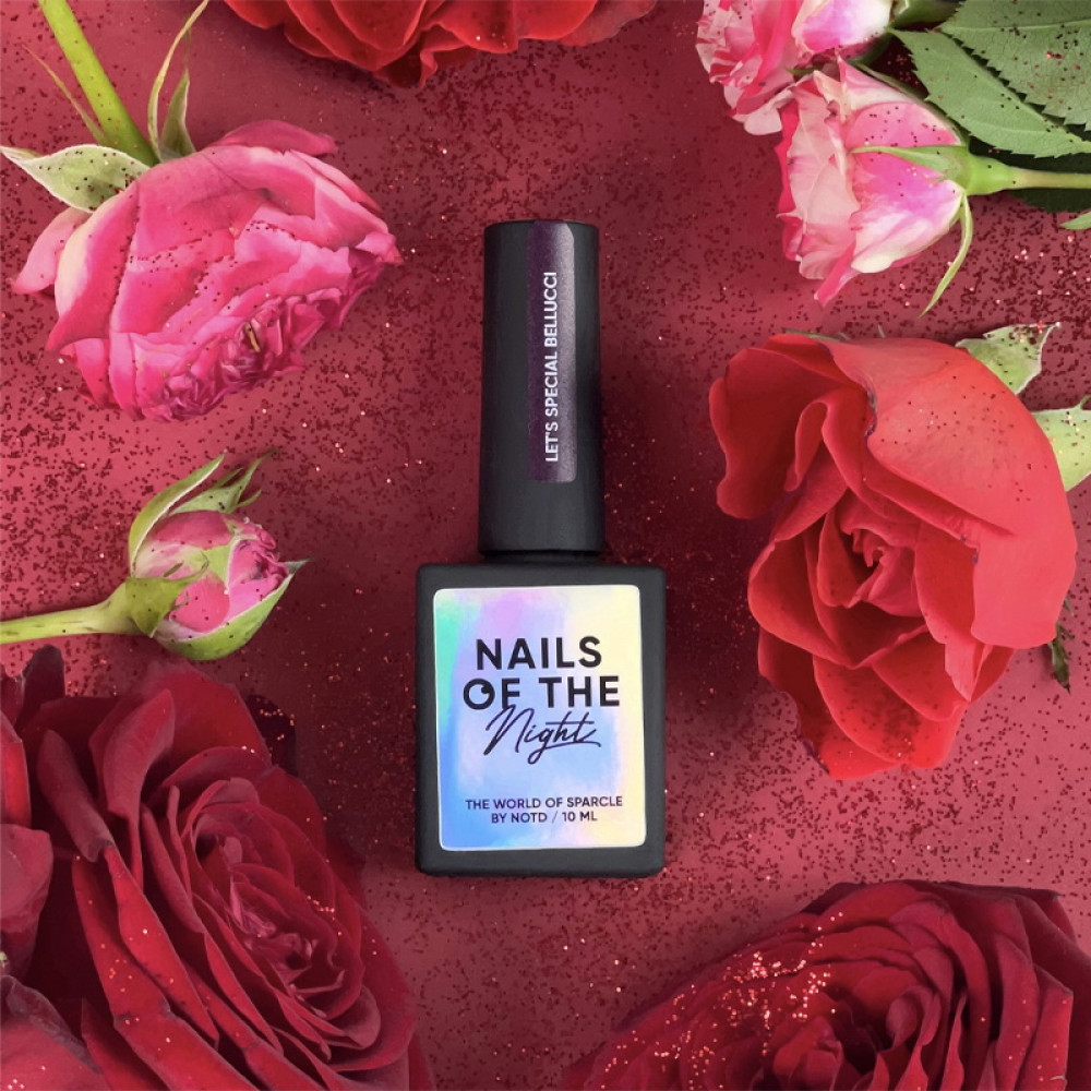 Гель-лак Nails Of The Night Lets Special Red Collection Bellucci бордовый светоотражающий. 10 мл
