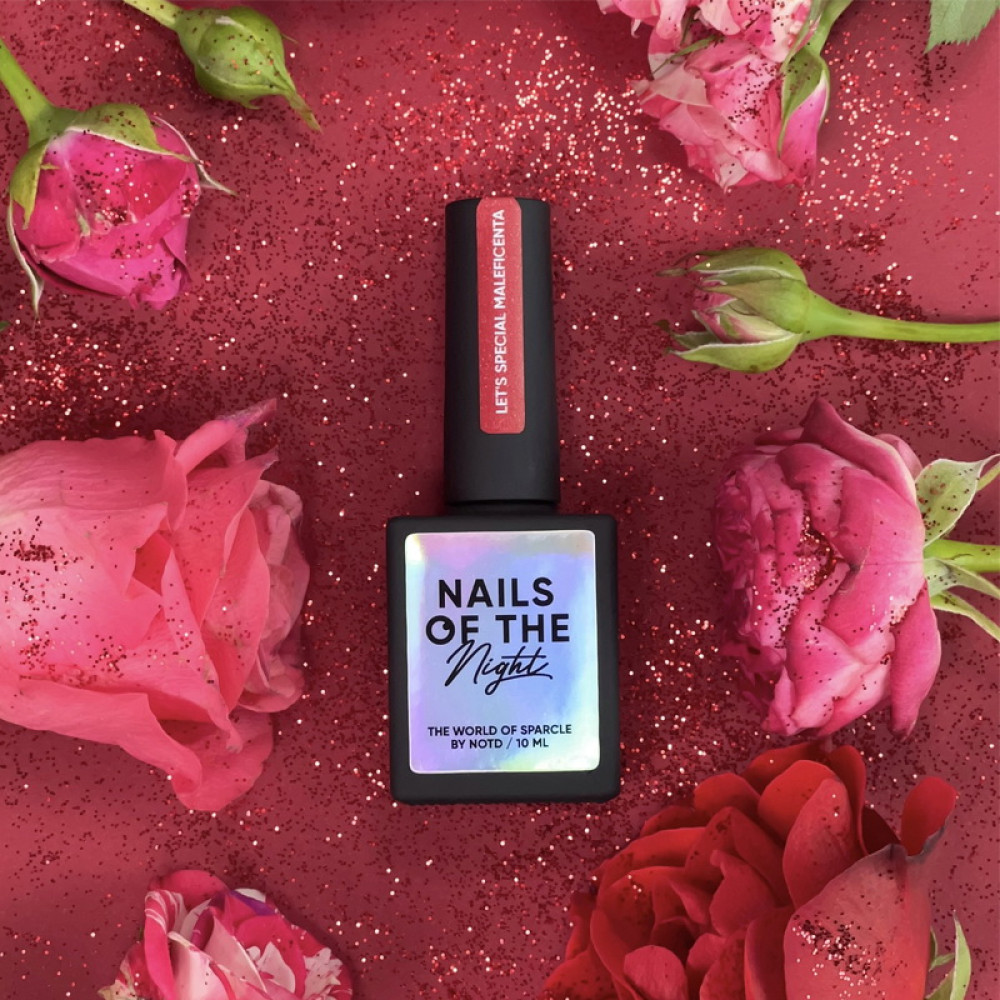 Гель-лак Nails Of The Night Lets Special Red Collection Maleficenta темно-красный светоотражающий. 10 мл