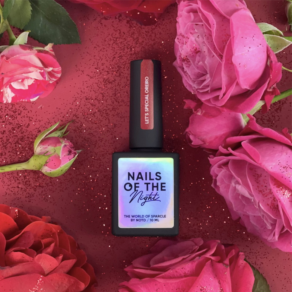 Гель-лак Nails Of The Night Lets Special Red Collection Oreiro светло-красный с шиммером. светоотражающий. 10 мл