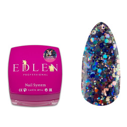 Гель-лак Edlen Professional Disco Glitter 04. блакитний мікс з блискітками. 5 мл