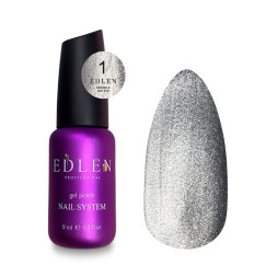 Гель-лак Edlen Professional Sparkle Cat 01 светлое серебро светоотражающий. 9 мл
