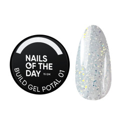 Гель строительный Nails Of The Day Build Gel Potal 01. молочный с поталью. 15 мл