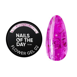 Гель будівельний Nails Of The Day Flower Gel 02 з сухоцвітами. рожевий. 15 мл