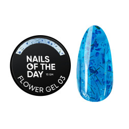 Гель будівельний Nails Of The Day Flower Gel 03 з сухоцвітами. блакитний. 15 мл