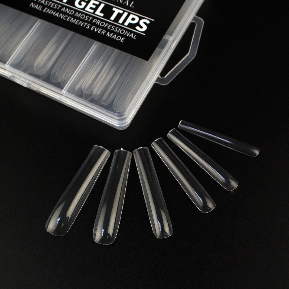 Типсы гелевые для наращивания ногтей Starlet Professional Soft Gel Tips 3, 240 шт., экстра длинный квадрат, прозрачные