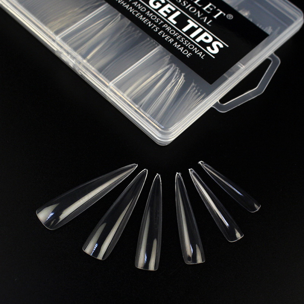 Типсы гелевые для наращивания ногтей Starlet Professional Soft Gel Tips 2. 240 шт.. экстра длинный стилет. прозрачные