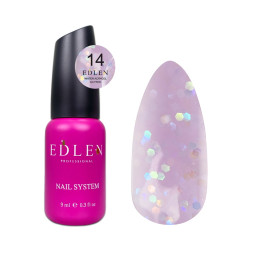 Рідкий гель Edlen Professional Water Acrygel Glitter 14. бузковий з глітером. 9 мл