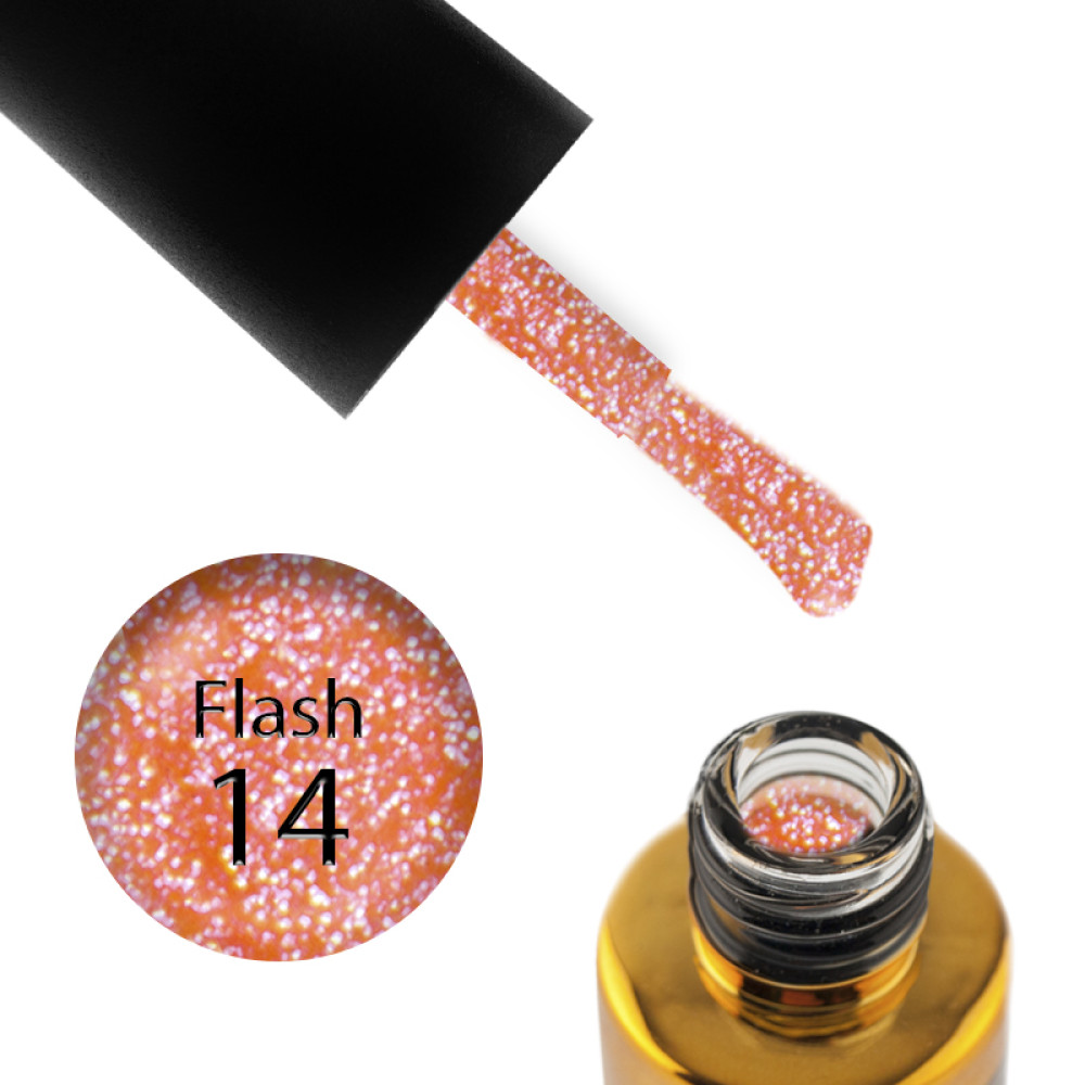 Гель-лак F.O.X Flash 014 персиковий, світловідбиваючий, 6 мл