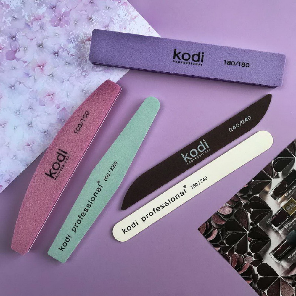 Пилка-баф для ногтей Kodi Professional 100/100 розовый, полумесяц