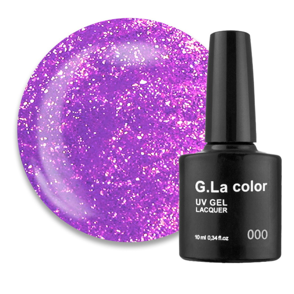 Гель-лак G.La color 211 полупрозрачный фиолетовый с перламуром. 10 мл