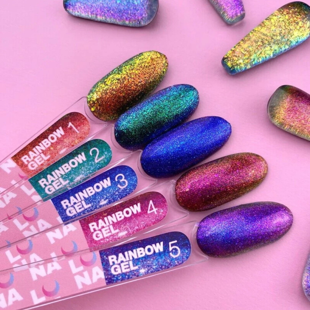 Гель для дизайна Luna Rainbow Gel 03. синій хамелеон з блискітками. 5 мл