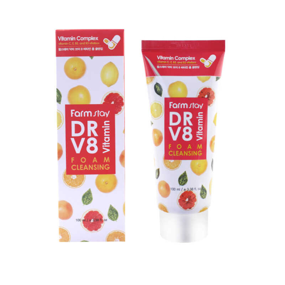 Пінка для очищення шкіри Farmstay DR.V8 Vitamin Foam Cleansing вітамінна. 100 мл
