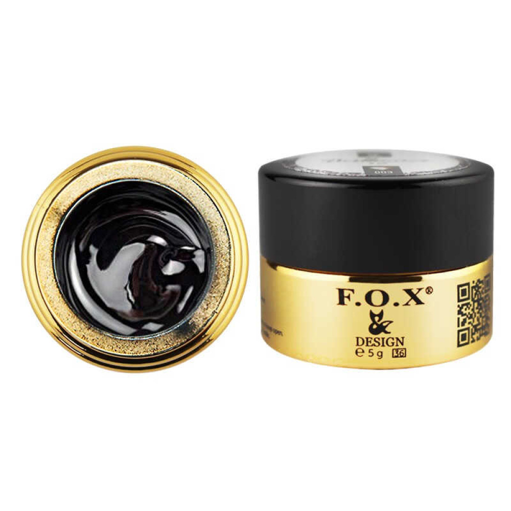 Гель-фарба без липкого шару F.O.X № 002 колір чорний. 5 мл