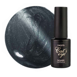 Гель-лак Naomi Cat Eyes С01 серо-голубой металлик. 6 мл