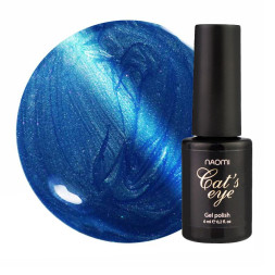 Гель-лак Naomi Cat Eyes С08 сливово-серый с бирюзовыми шиммерами. 6 мл