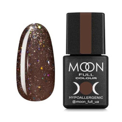 Гель-лак Moon Full Colour 322 темный бежевый с разноцветным глиттером. 8 мл