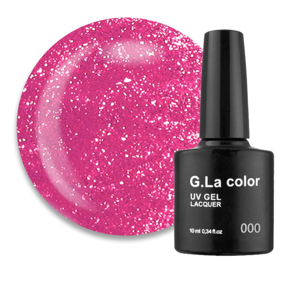 Гель-лак G.La color 129 насыщенный розовый с шиммерами. 10 мл