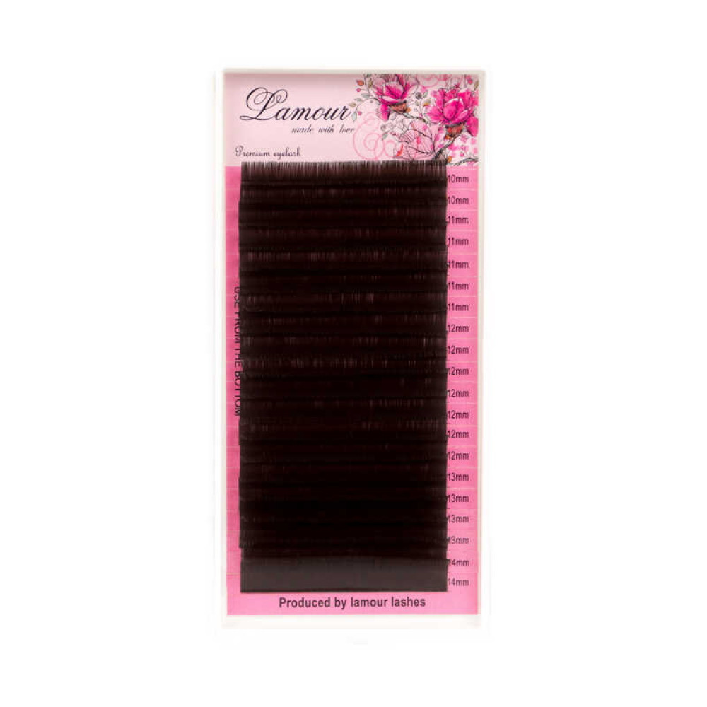 Вії Lamour D 0,07 (20 рядків: 10-14 мм), темний шоколад