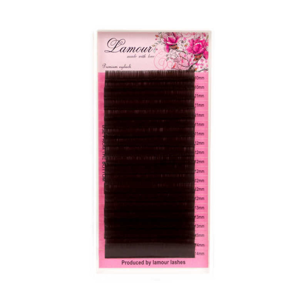 Вії Lamour D 0,10 (20 рядків: 10-14 мм), темний шоколад