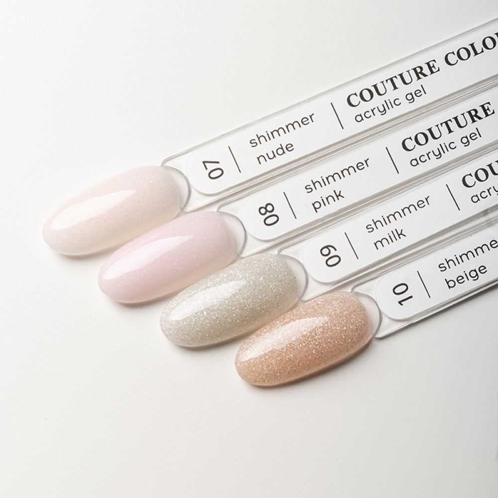 Акрил-гель Couture Colour Acrylic Gel 10 Shimmer Beige, бежевый с шиммером, 30 мл
