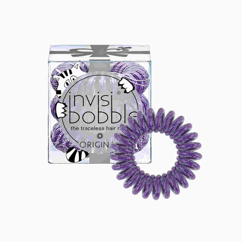 Резинка-браслет для волосся Invisibobble ORIGINAL Meow and Ciao. колір фіолетовий. 3 шт.. 30х16 мм